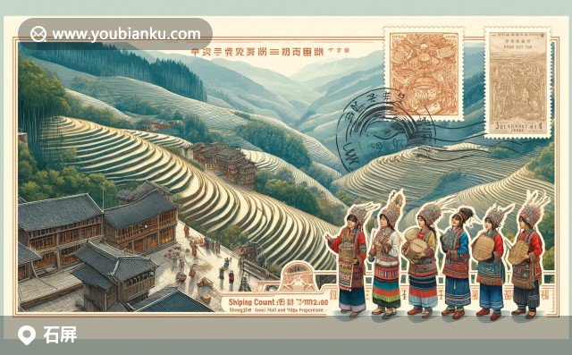 石屏縣郵票：展現哈尼族與彝族傳統文化、梯田風光與歷史建築的郵政信片