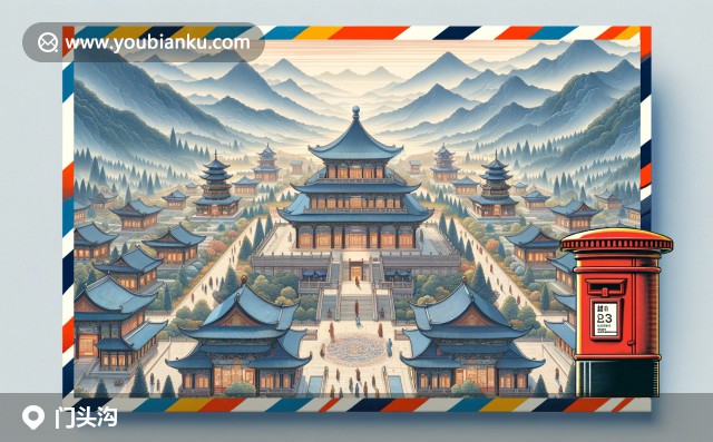 門頭溝區插畫：郵戳下的自然與文化交融 - 龍泉寺、美景與糖葫蘆郵戳102300
